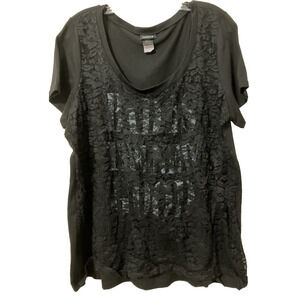 Torrid Womens Black Lace Tee Shirt Bad is The New Good Sz 2X Gothic Streetwear